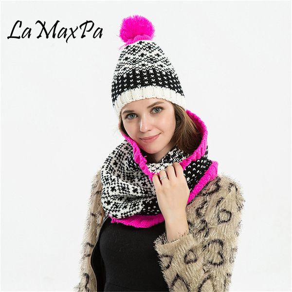 

lamaxpa 2018 new fashion solid thicken women scarf, hat sets pompom ring 2pcs knitted winter warm soft beanis wrap dropshipping, Blue;gray