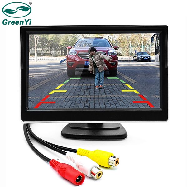

greenyi 5 inch car tft color lcd rear view monitor digital screen display support vcd dvd gps camera with 2 video inputs