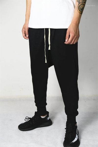 

style slim solid color running gilet pencil pants fashion mens sweatpants casual cool mens harem pants street, Black