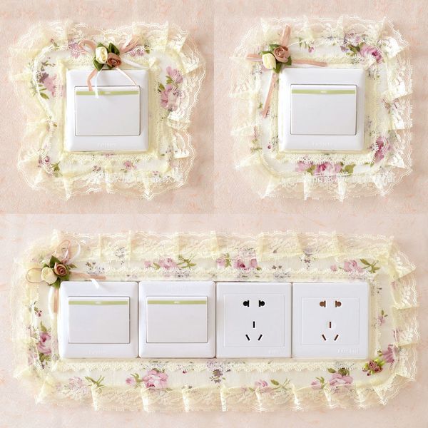 

switch cover switch stickers fabric lace switch case board socket decorative flashboard set of lamp stickers