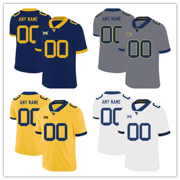 

custom ncaa west virginia mountaineers 2019 wvu football any name number tj simmons kenny robinson trent jackson leddie brown men jersey, Black;red