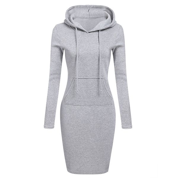 

women designer clothes woman sweatshirt hoodie dress autumn winter sweatshirt sleeved dress 2019 clothing pocket design long woman dress, Black