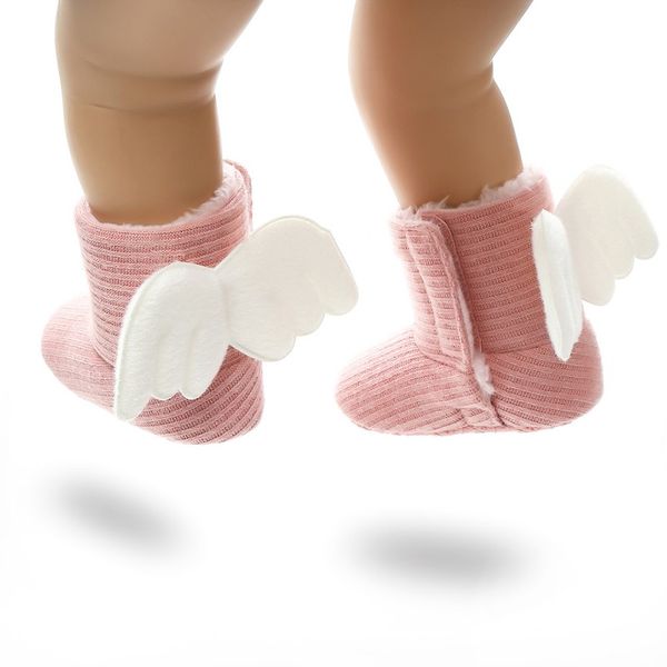 

baby newborn winter shoes knitted baby boots cute crib shoes newborn boots super warm wings 0-18 months, Black;grey