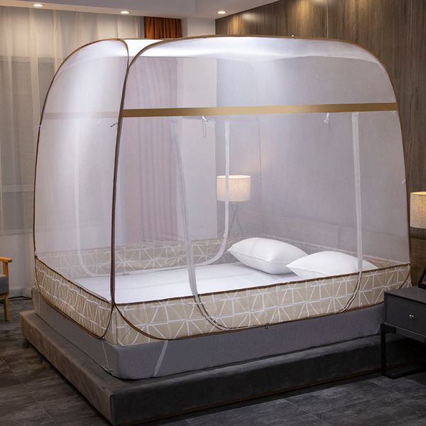 

2020 new mongolian yurt mosquito net 180*200 treat mesh bed curtain no installation mosquito net heighten two door