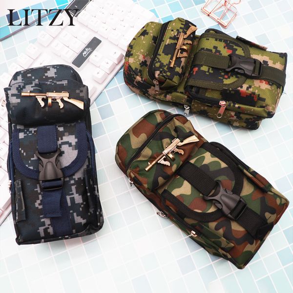 

school pencil case for boys camouflage big pencil case multifunction large capacity pen box bag kids gift stationery supplies