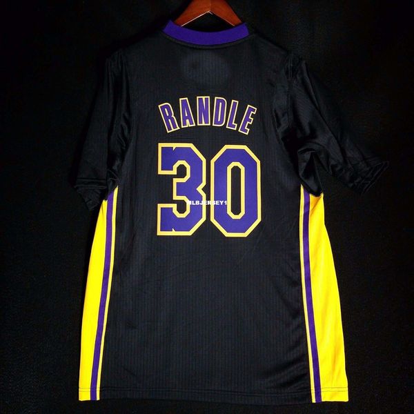 

100% stitched julius randle #30 hollywood nights wholesale black jersey mens vest size xs-6xl stitched basketball jerseys ncaa, Black;blue