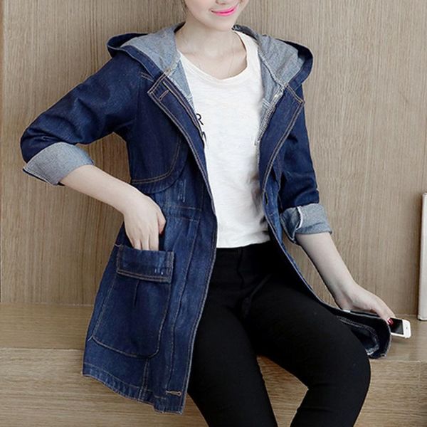 

jaycosin new vintage denim jackets outerwear for women style jean denim loose broken hole spring autumn jeans coats style 919, Black;brown
