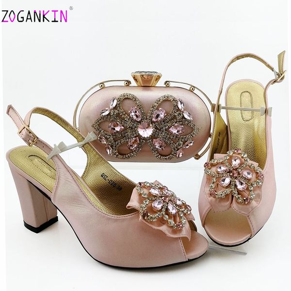 

fashionable pink color sandals and bag set to match 9cm nigerian shoes with matching bags for wedding party, Black
