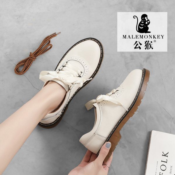 

males small leather shoes women's british-style 2019 autumn new style low heel shoes retro college oxford, Black