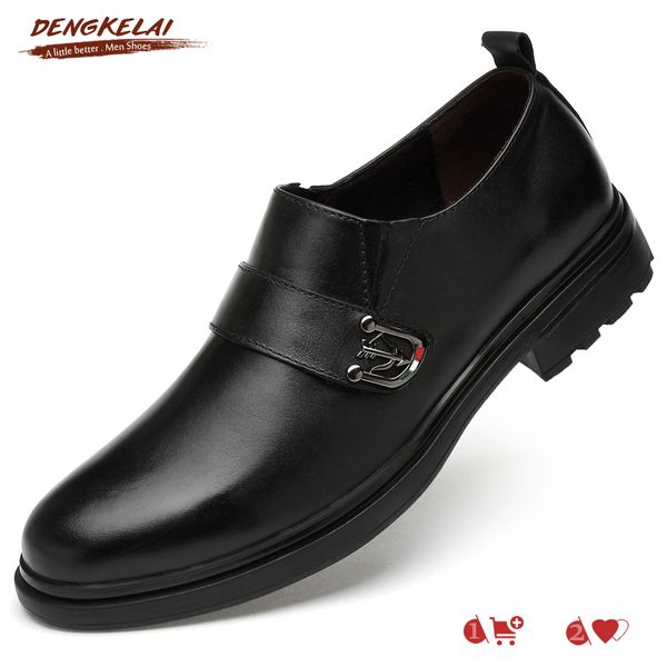 

dengkelai newly men's leather shoes size 38-47 black leather soft man dress shoes