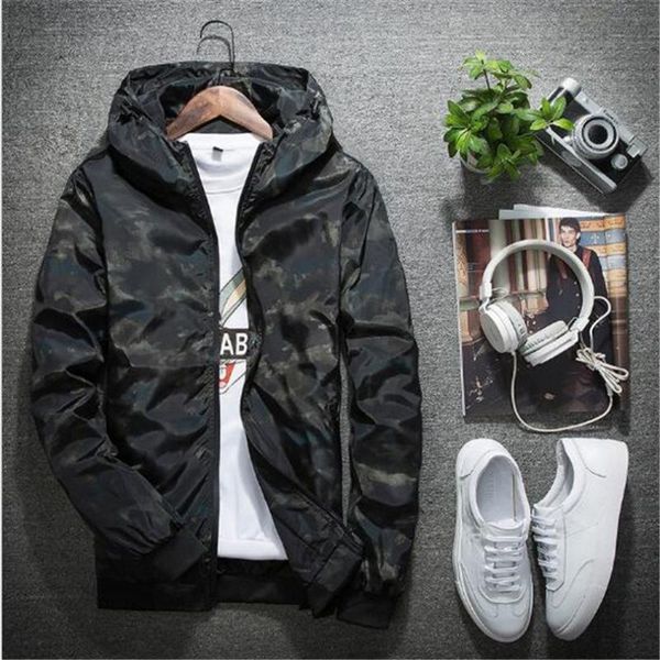 

весна осень mens casual camouflage hoodie jacket men водонепроницаемый одежда мужская ветровка пальто мужской outwear 4xl, Black;brown