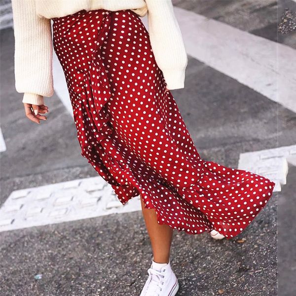 

summer style casual irregular women beach boho maxi skirt 2019 red floral chiffon printed ruffled skirt wrap lace-up skirts, Black