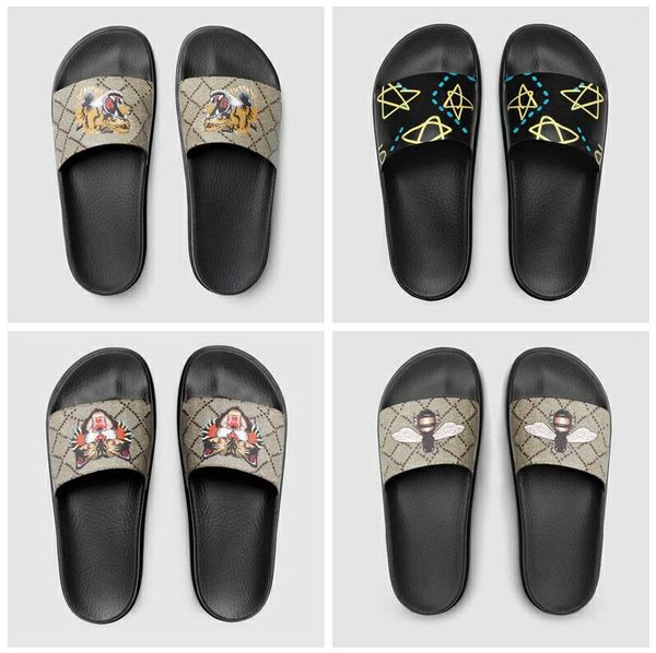 

men women designer sandals Designer Shoes Luxury Slide Summer Fashion Wide Flat Slippery Sandals Slipper Flip Flop flower box 2019 New Arri