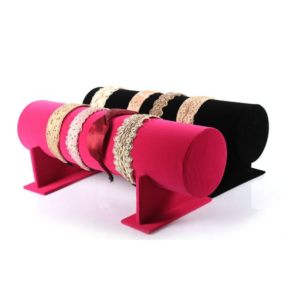 

new black rose red velvet t-bar headband holder retail shop jewelry display stand rack, Black;white