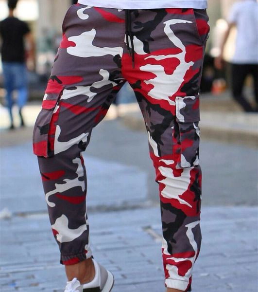 

2019 new men's cargo pocket outdoor camouflage pants gym sport pants running joggers trousers 4 colors, Black