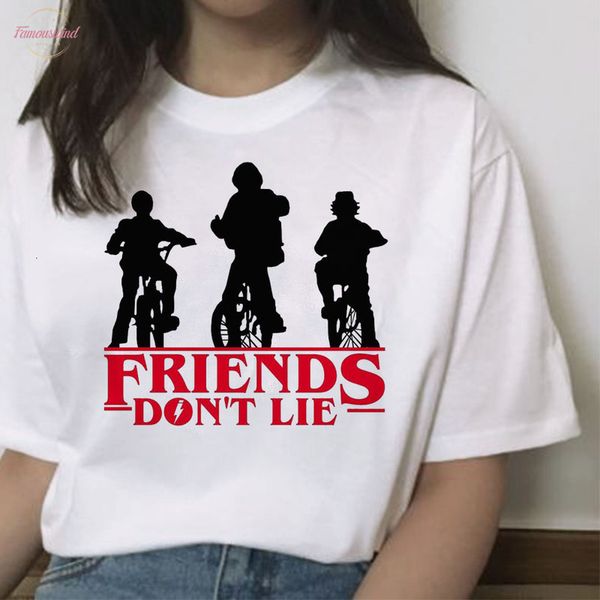 

stranger things 3 women eleven t shirt funny movie femme fashion hip hop ulzzang short sleeve female harajuku tshirt, White