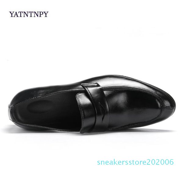 

plus size moccasins men leather social brand dress luxury fashion driving designer mens shoes casual s06, Black