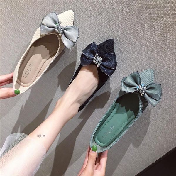 

selling woman casual shoes 2019 fashion lady low-heeled bow shoe tip toe cap breathable mesh cloth design asian size 35-39, Black