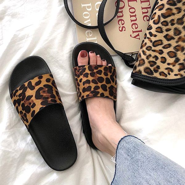 

summer slippers women slides leopard indoor & outdoor slippers platform sandals shoes women slip on flip flops zapatillas mujer mx200425, Black