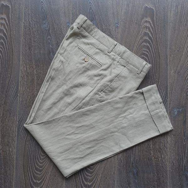 

spring summer linen slim fit ankle-length pants pencil suit pants straight trousers breathable comfortable pant b2, White;black
