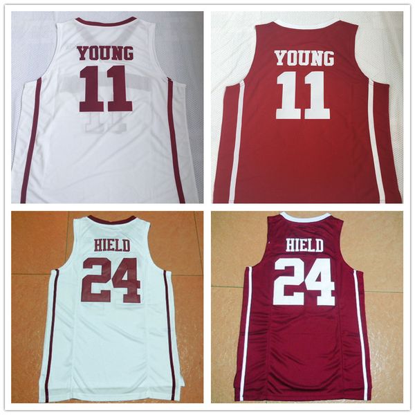

ncaa university of oklahoma mens #11 young #24 hield college basketball jersey red white online shopping stores fans tee sport t-shirts, Black