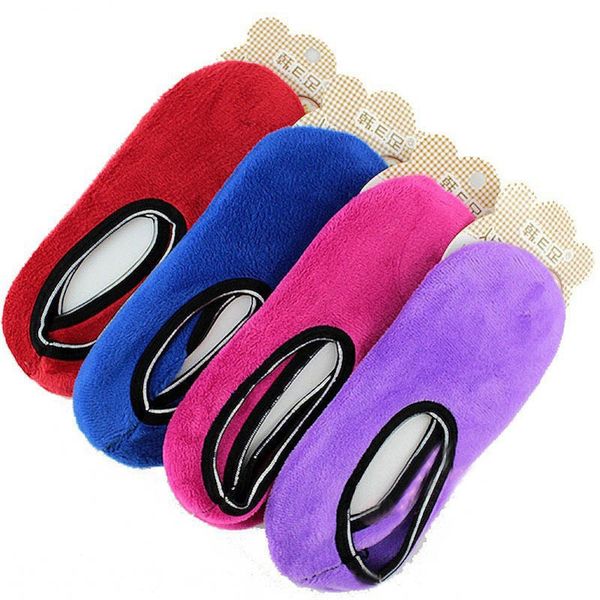

1 pair of autumn and winter clothing velvet indoor floor socks thick warm short ankle boat socks non-slip socks, Blue;gray