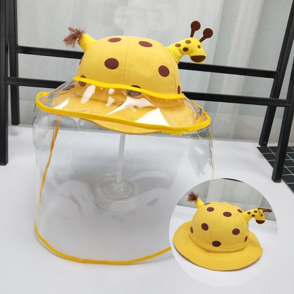 

anti-spitting protective hat with dustproof cover children cute cartoon deer cap kids boys girls fisherman cap hat, Yellow