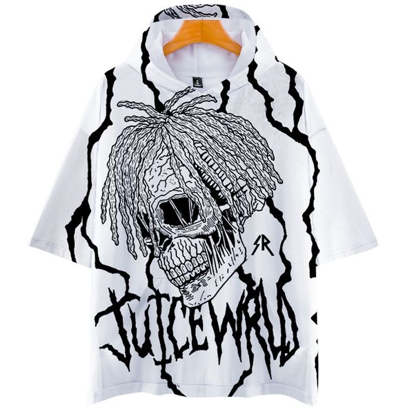 

rapper juice wrld hip hop emo trap lucid dreams 2019 new 3d print hooded men/women harajuku hoodie short sleeve hooded clothes, Black