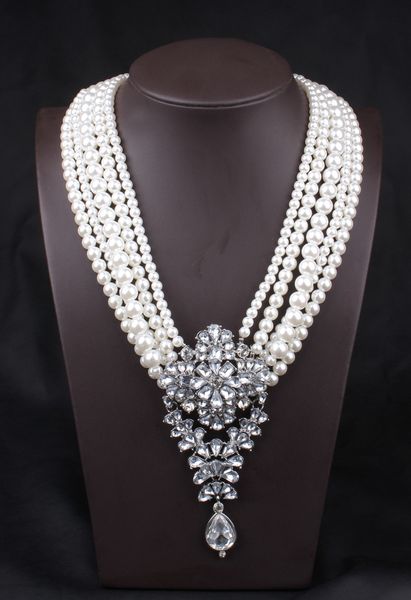 Роскошные ювелирные изделия от дизайнеров Pearls Многослойной ожерелье жемчуг Свадебные аксессуары невесты Ювелирные Свадебные аксессуары