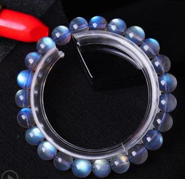 

7.5m natural labradorite bracelet blue color gray moonstone bracelets, Black