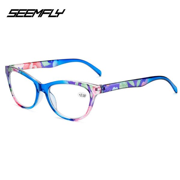 

seemfly 2020 new european fashion women flower print resin reading glasses lady eyewear protector glasses presbyopic +1.0~+4.0