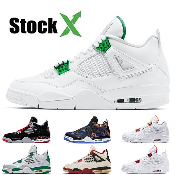 

wholesale 2020 new arrival mens 4s 4 basketball shoes designers neon 95 green-metallic black cat tattoo punch fire red