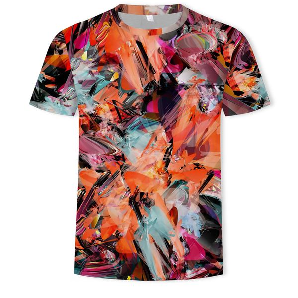 

mens designer new pattern color ink-jet printing short sleeve round collar loose t-shirt, White;black