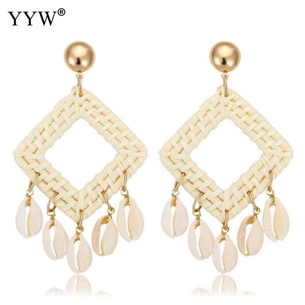 

shell tassel earrings for women thread fringe drop dangle earrings bohemia statement stud earring for girls, Silver