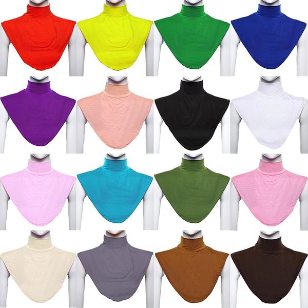 

fashion men and women knitting fake collar islamic hijab extensions neck chest modal scarf half muslim collar, Black;blue