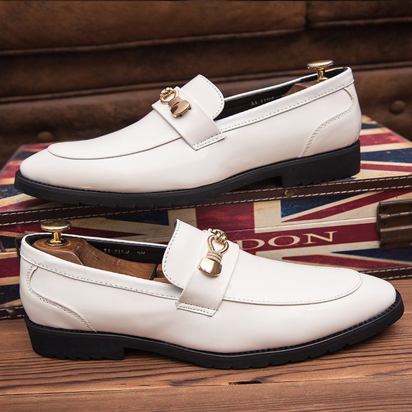 

2019 new spring leather shoes white slip-on oxford shoes for men luxury brogues mens formal comfortable moccasin men, Black