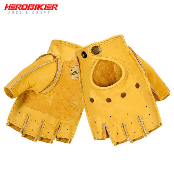 

herobiker motorcycle gloves breathable leather moto gloves motorbike riding full / half finger motocross guantes moto, Black