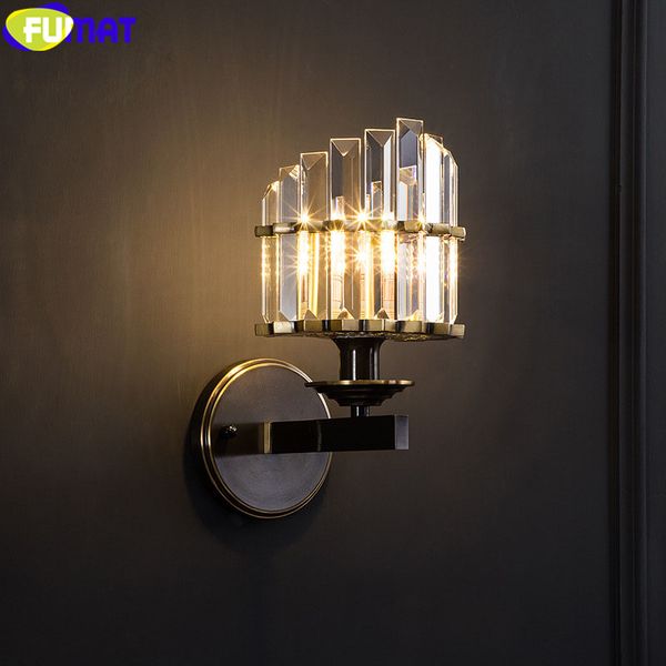 

fumat crystal k9 crown shape wall lamp retro america style creative the roman colosseum light copper frame home decor lighting