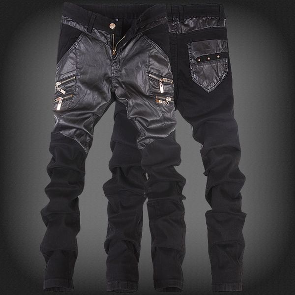 

nostalgia retro stick a skin jeans men slim casual pants elastic men`s jeans black quality cotton denim brand for men, Blue
