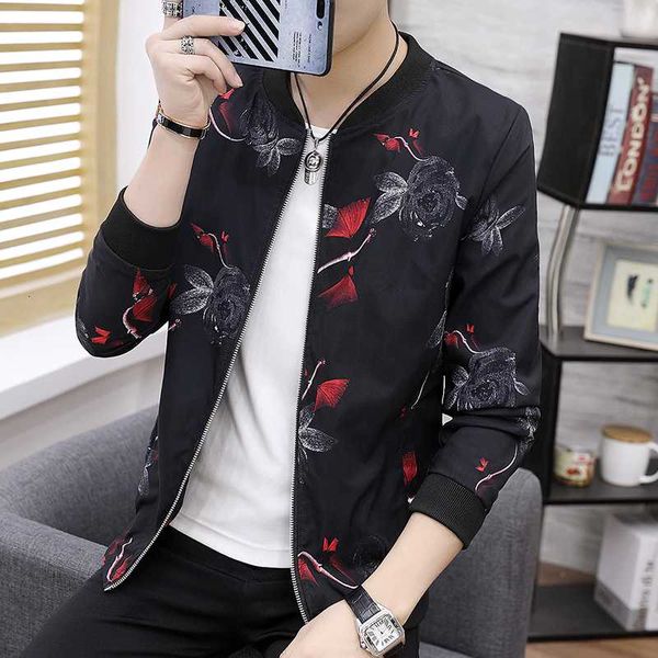 

2020 spring outerwear men jacket casual coat self-cultivation printing baseball lead male jacket big size 5xl jaqueta masculina, Black;brown