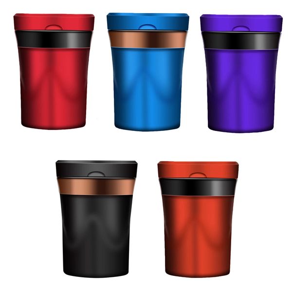 

car solar powered ashtray flame retardant ceramic liner rechargeable cigarette lighter ashtray led light