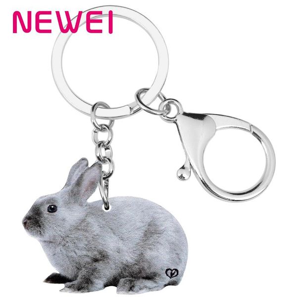 

newei акриловый серый пасхальный заяц брелки животных брелок ювелирные изделия для женщин дети подарки сумочка автомобиль кошелек украшения, Silver
