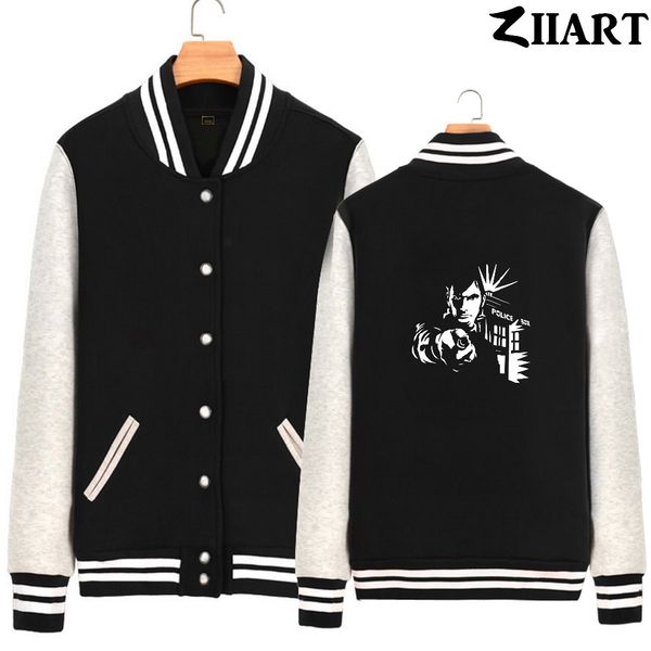 

sonic screwdriver david tennant 10th 10.5th doctor who box man boys full zip autumn winter fleece baseball jackets ziiart, Black;brown