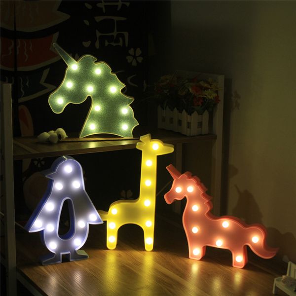 

Новинка Unicornio LED Ночные Огни Детские Единорог Огни Фламинго Пингвин Жираф Мультфи