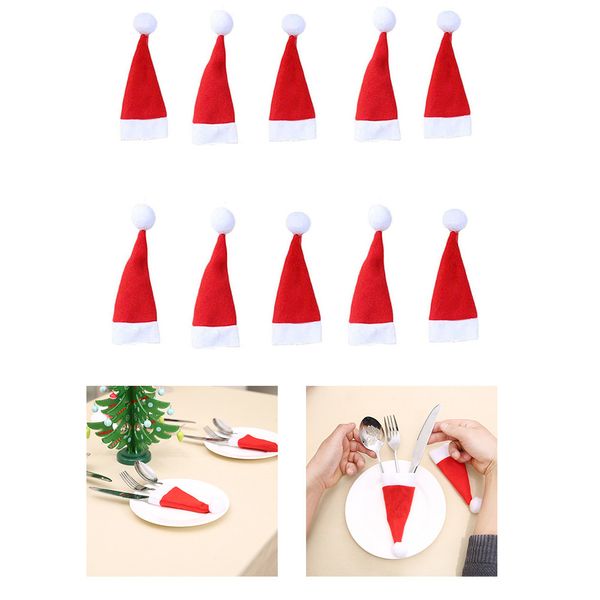 

christmas decorative tableware knife fork set lovely christmas hat storage tool enfeites de natal gift 2019