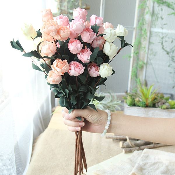 

1 bundle rose decor artificial flower home decor imitation fake flower for garden plant desk artificial flowers