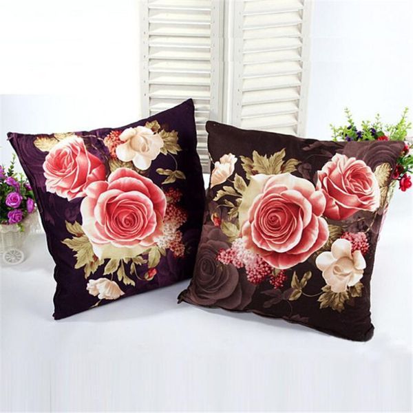 

new vintage flower cushion case printing dyeing peony bed pillow case and pillow open type zipper