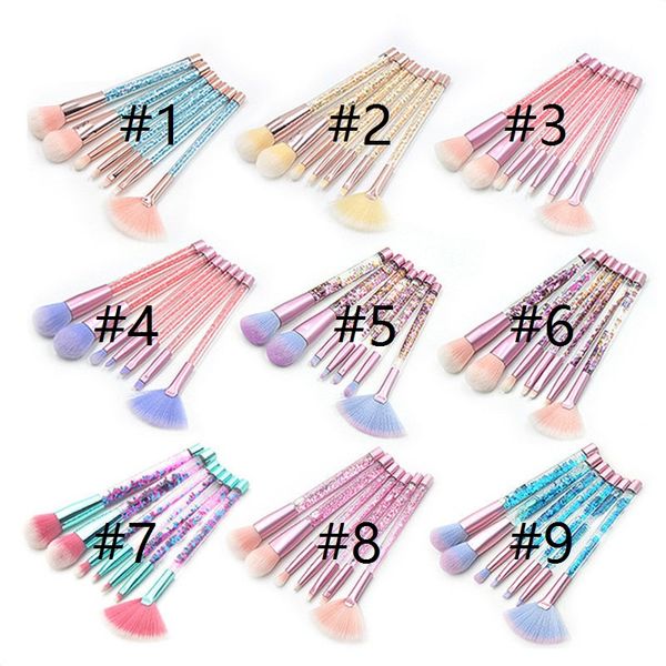 

tamax 7pcs crystal makeup brush sets mermaid unicorn glitter blink concealer make up brush powder liquid blusher shading eyeshadow maquiagem