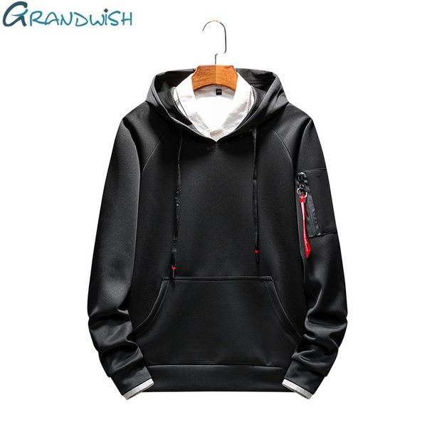 

grandwish casual men hoodie black streetwear sport hooded pullovers for man hip sweatshirt long sleeve male hoodies,za196
