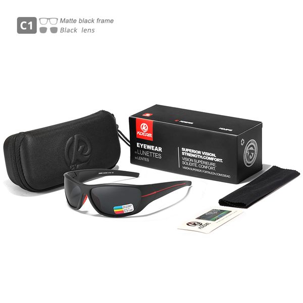 

kdeam ultra-high anti-scratch tr90 polarized sunglasses men 1.1mm lens thickness sun glasses for jogging fishing night driving mx200619, White;black
